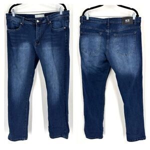 Refinery Republic Mens Slim Straight Leg Denim Jeans Dark‎ Wash Blue Size 34x30